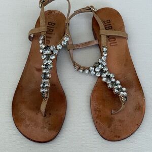 ANTHROPOLOGIE BIBI LOU EMBELLISHED CRYSTAL BUCKLE FLATS Thong PURPLE 38 8 M